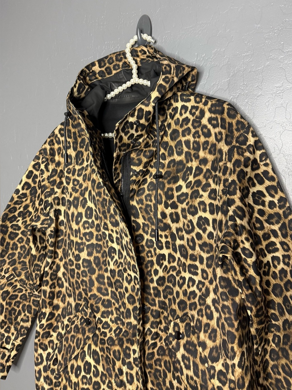 The Kooples Leopard Print Hooded Brown/Black Coat